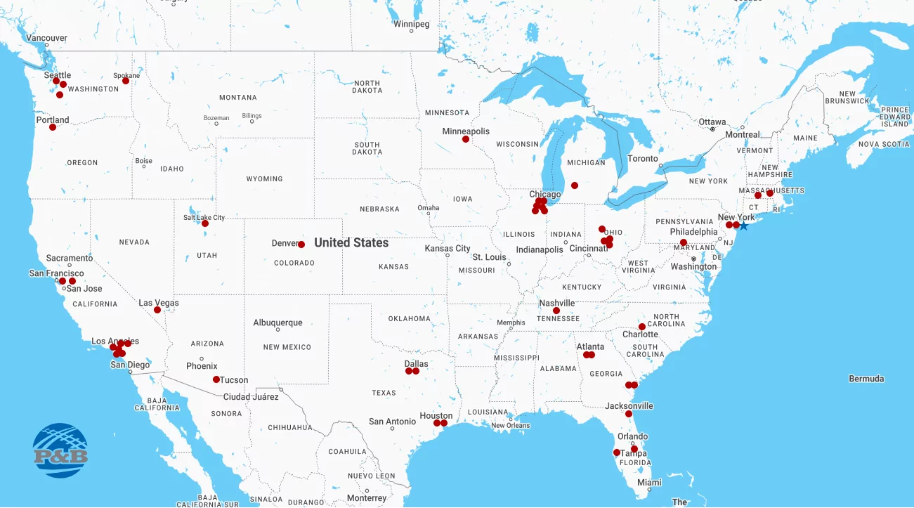 Map with pins showing Chassis CCT Repair Locations